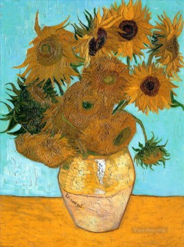  sunflowers Oil Painting - Still Life  Vase with Twelve Sunflowers Vincent van Gogh